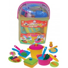 COOKING PLAY SET WITH BUCKET 55 PCS